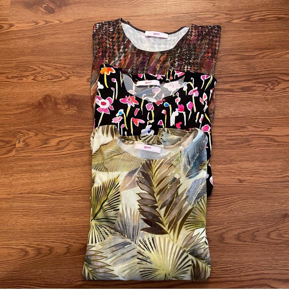 Leggiadro Yoke Relaxed Fit Tee‎ Lot Of 3 Size 3(M) Viscose